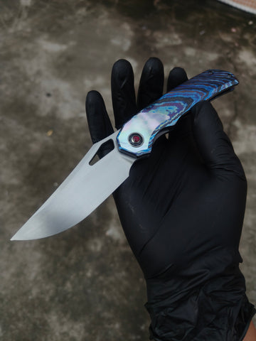 Swordshade handmade knife making M398blade+ice crystal zirconium